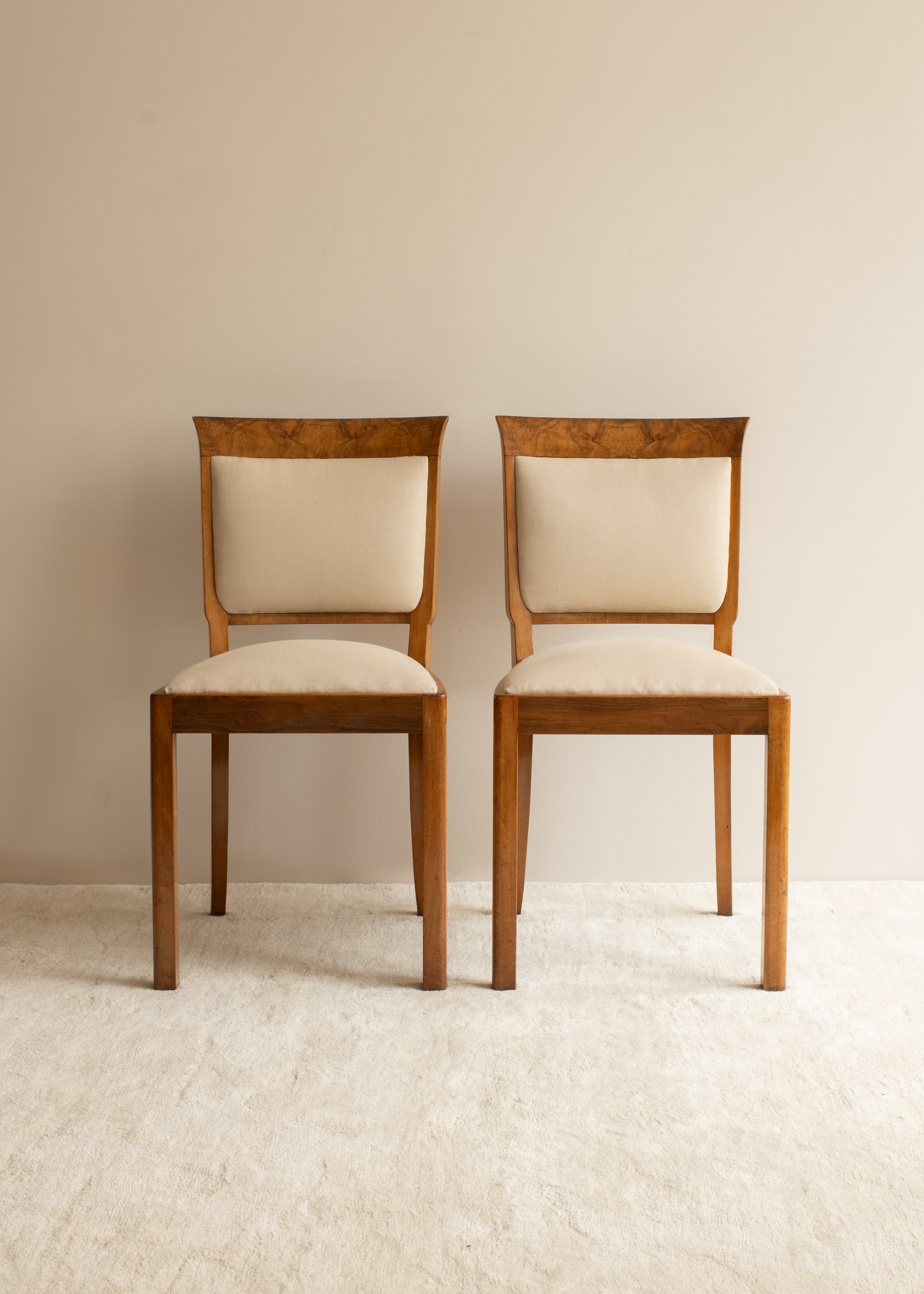 Pair of Art Deco Walnut Side Chairs