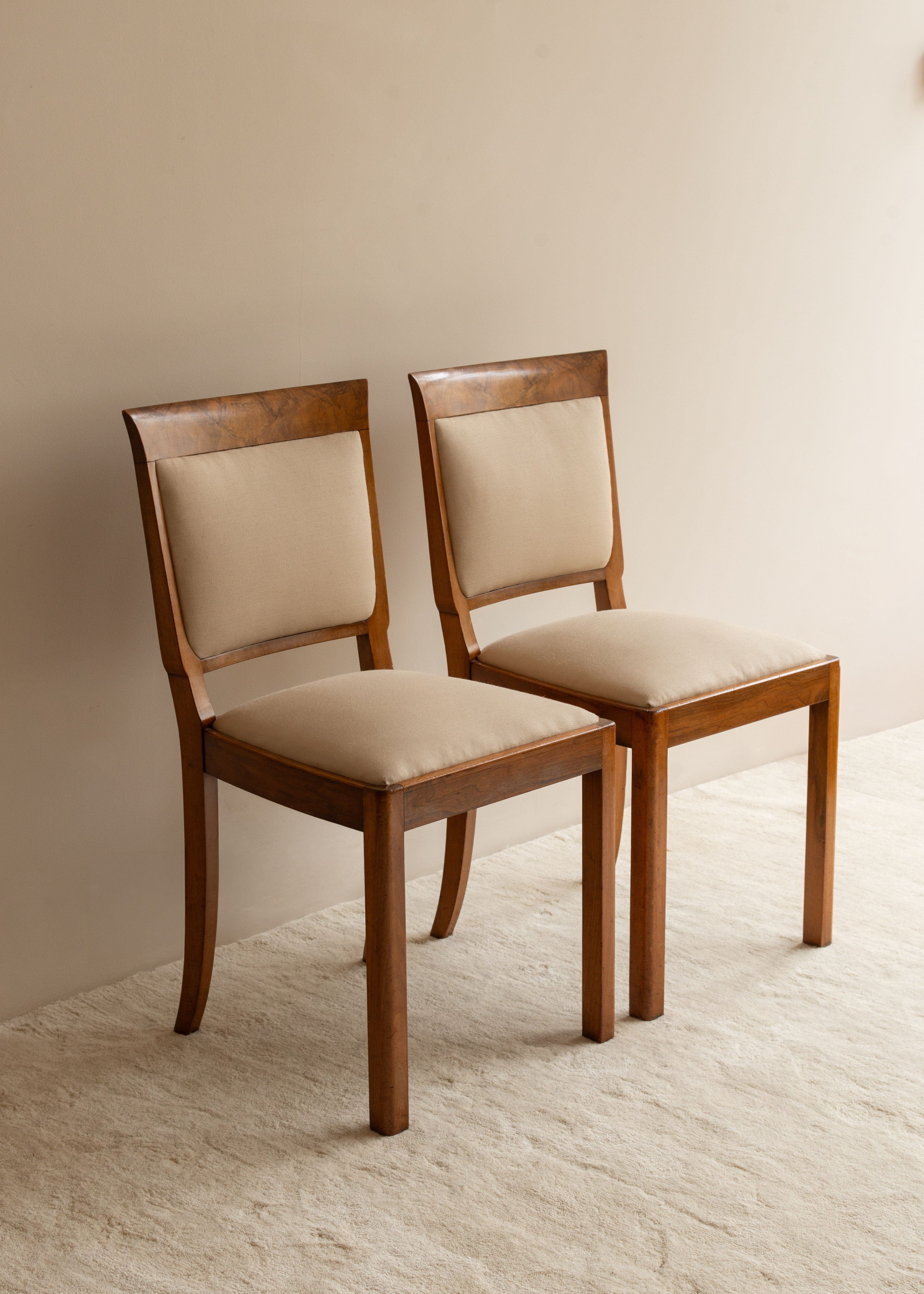 Pair of Art Deco Walnut Side Chairs