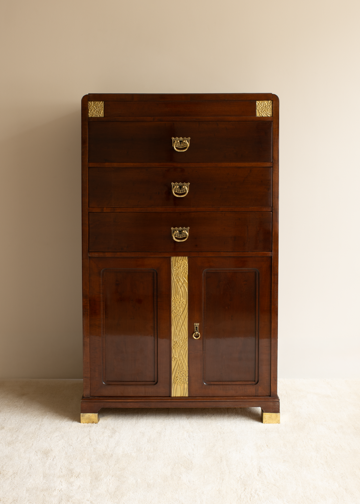 Art Nouveau Tall Cabinet by Carl Bamberger