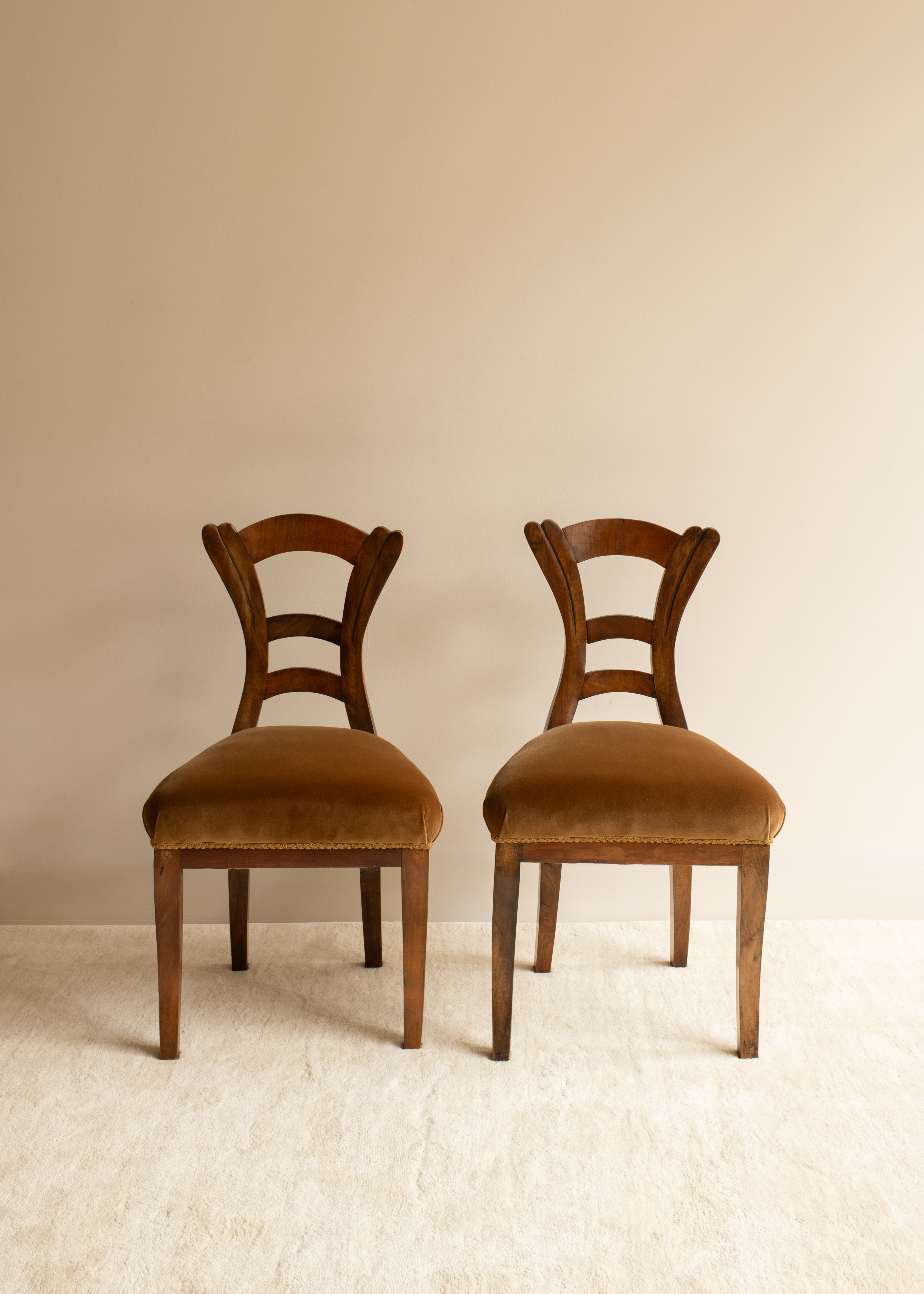 Pair of Stylish Walnut Austrian Side Chairs