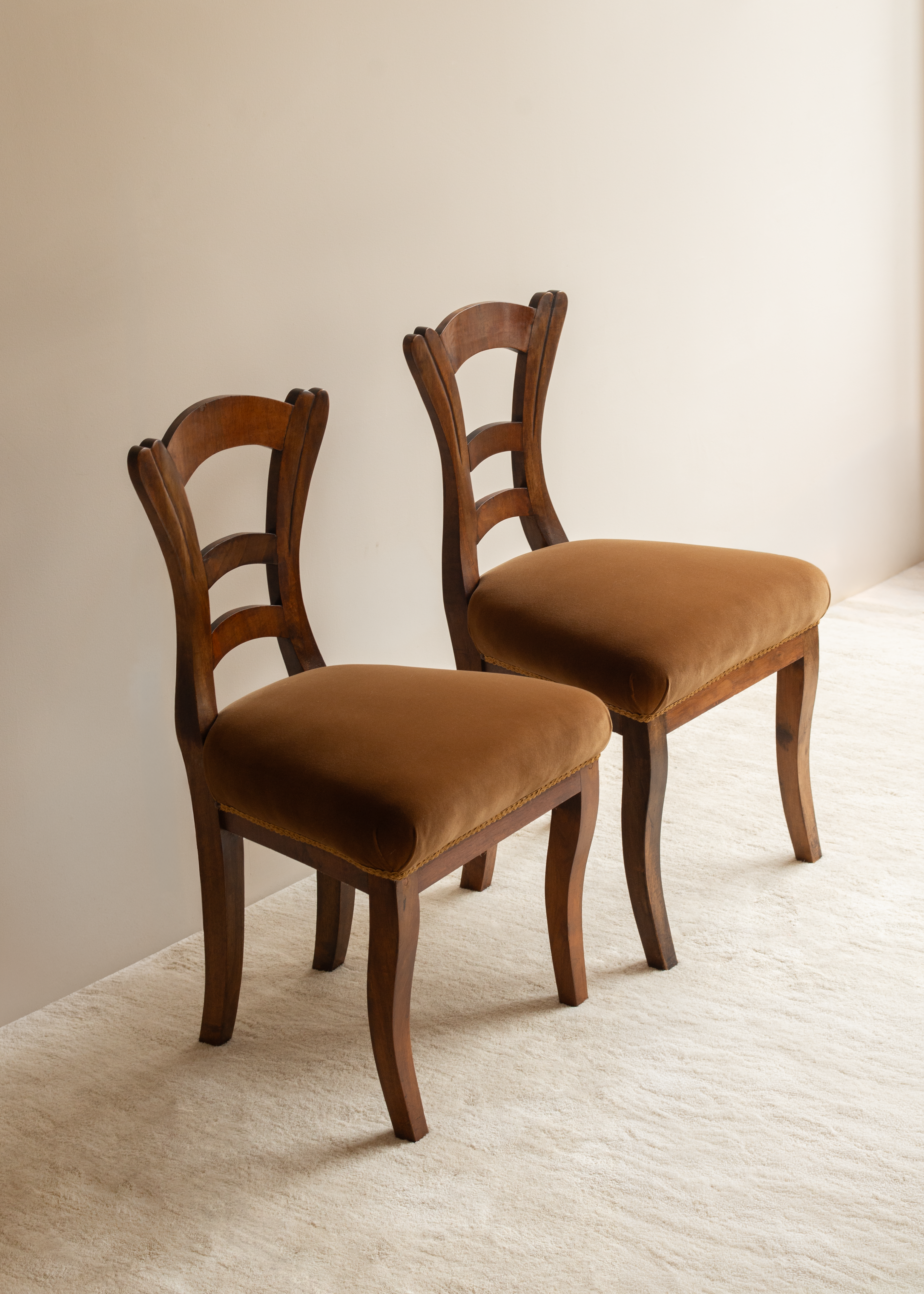 Pair of Stylish Walnut Austrian Side Chairs