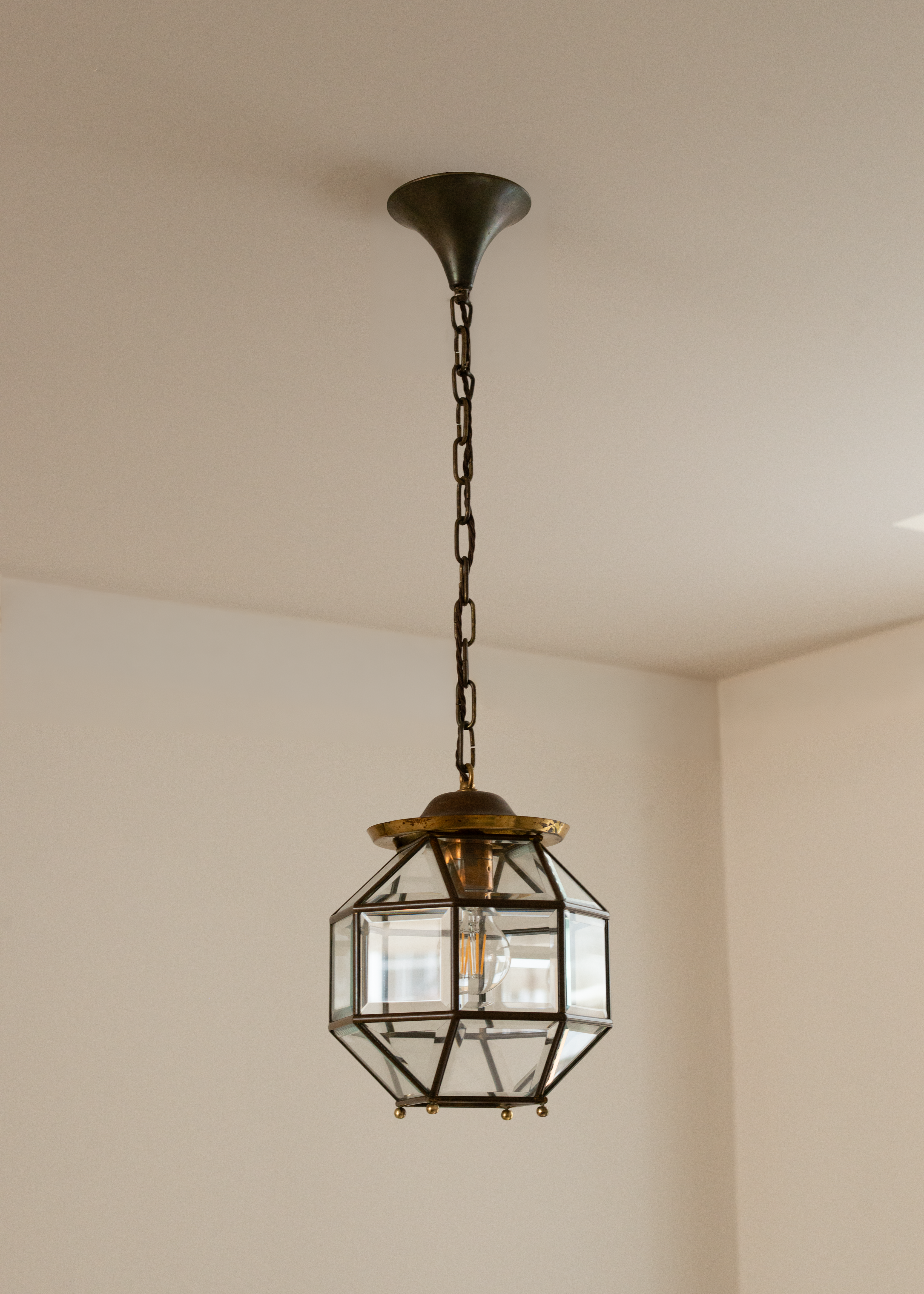 Art Deco Brass and Glass Ceiling Light