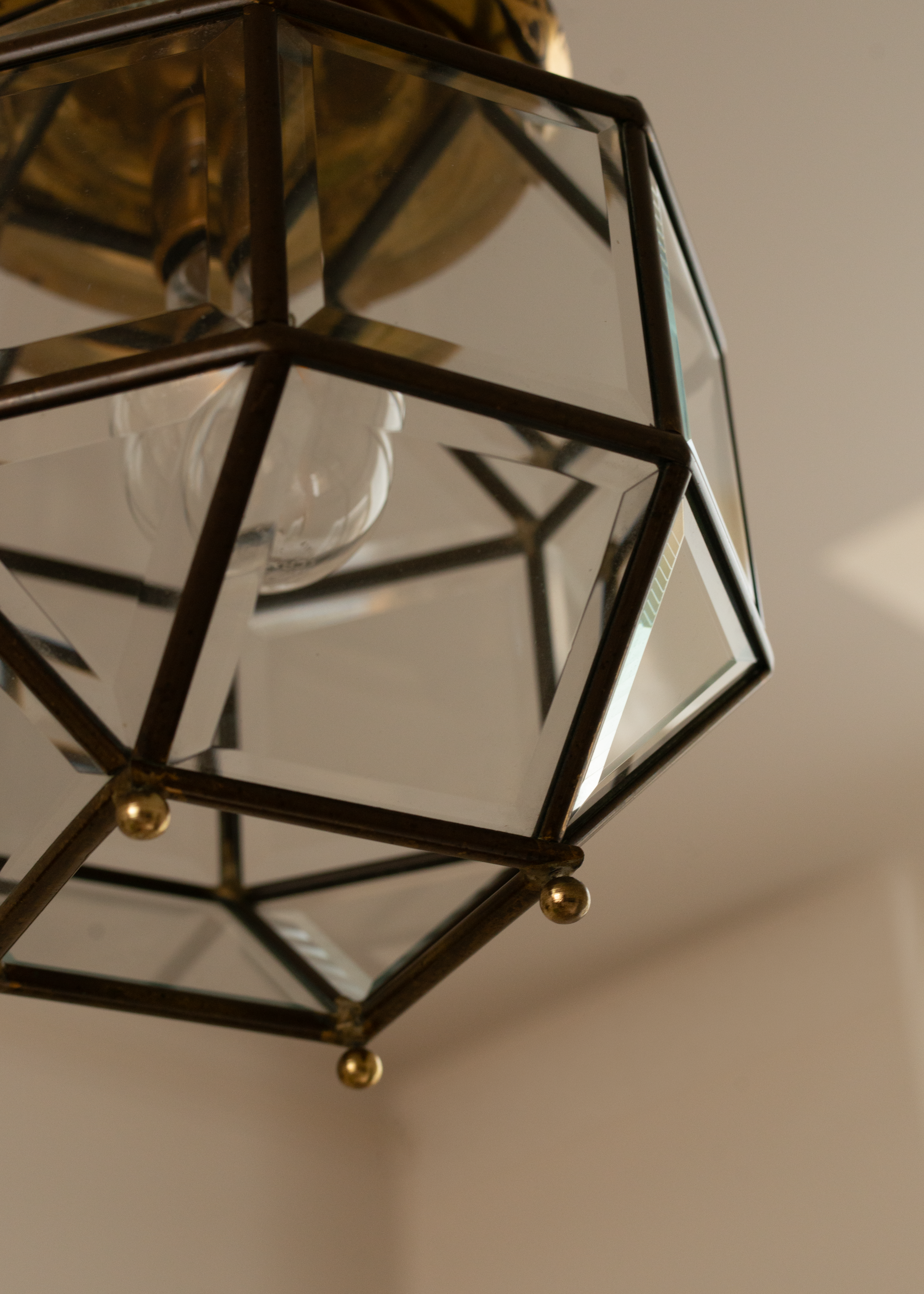 Art Deco Brass and Glass Ceiling Light