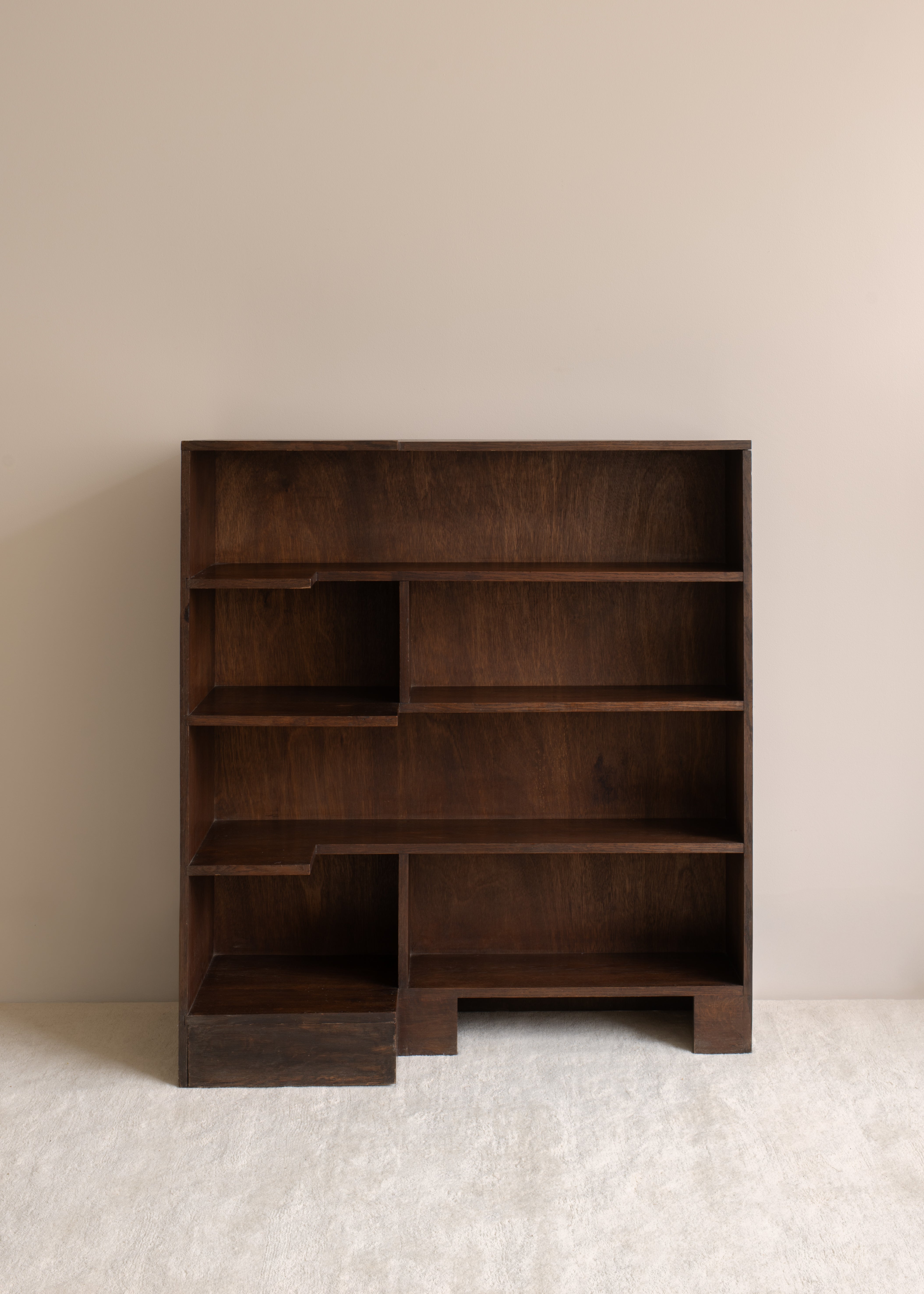 Modernist Dark Oak Bookcase