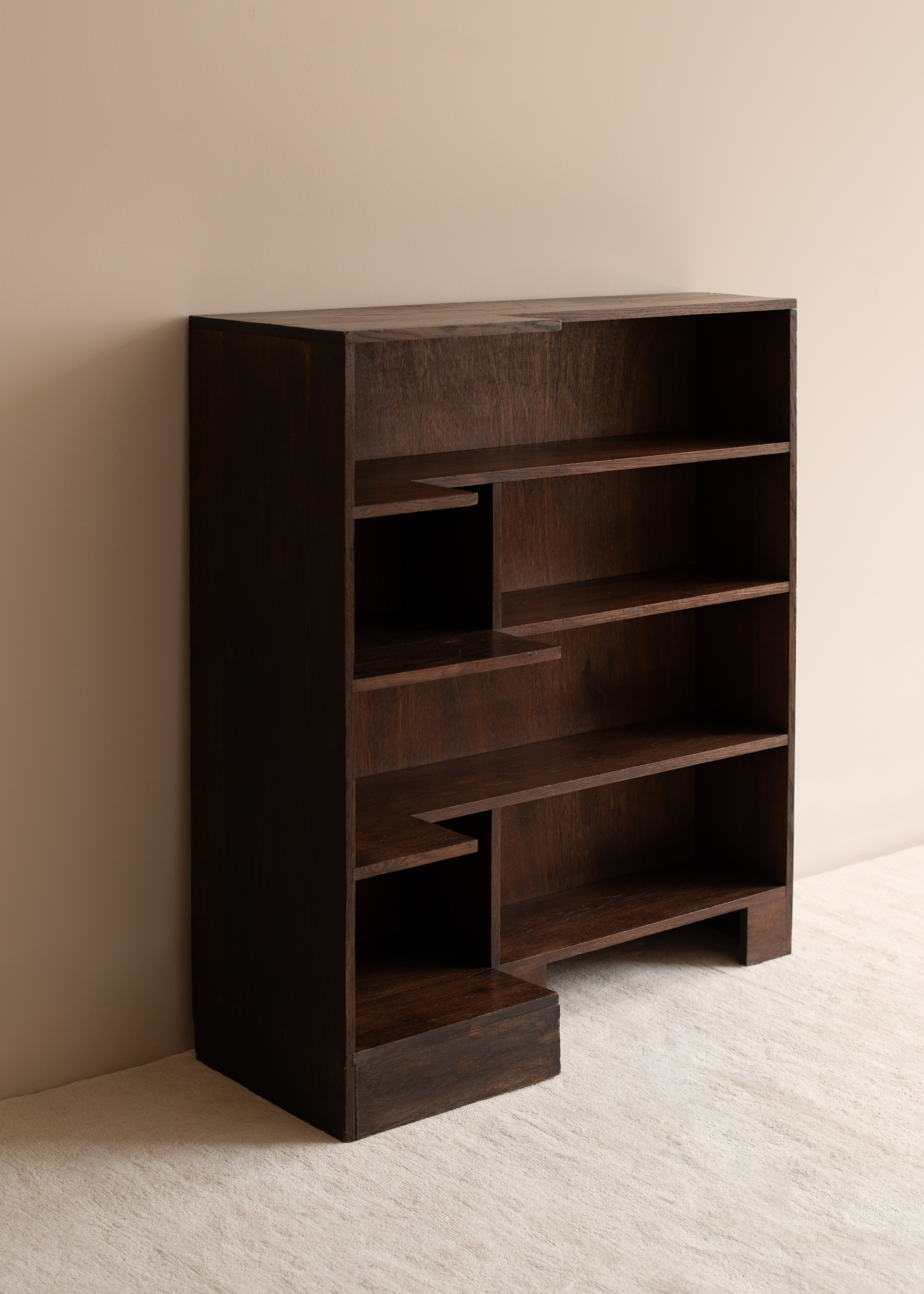 Modernist Dark Oak Bookcase