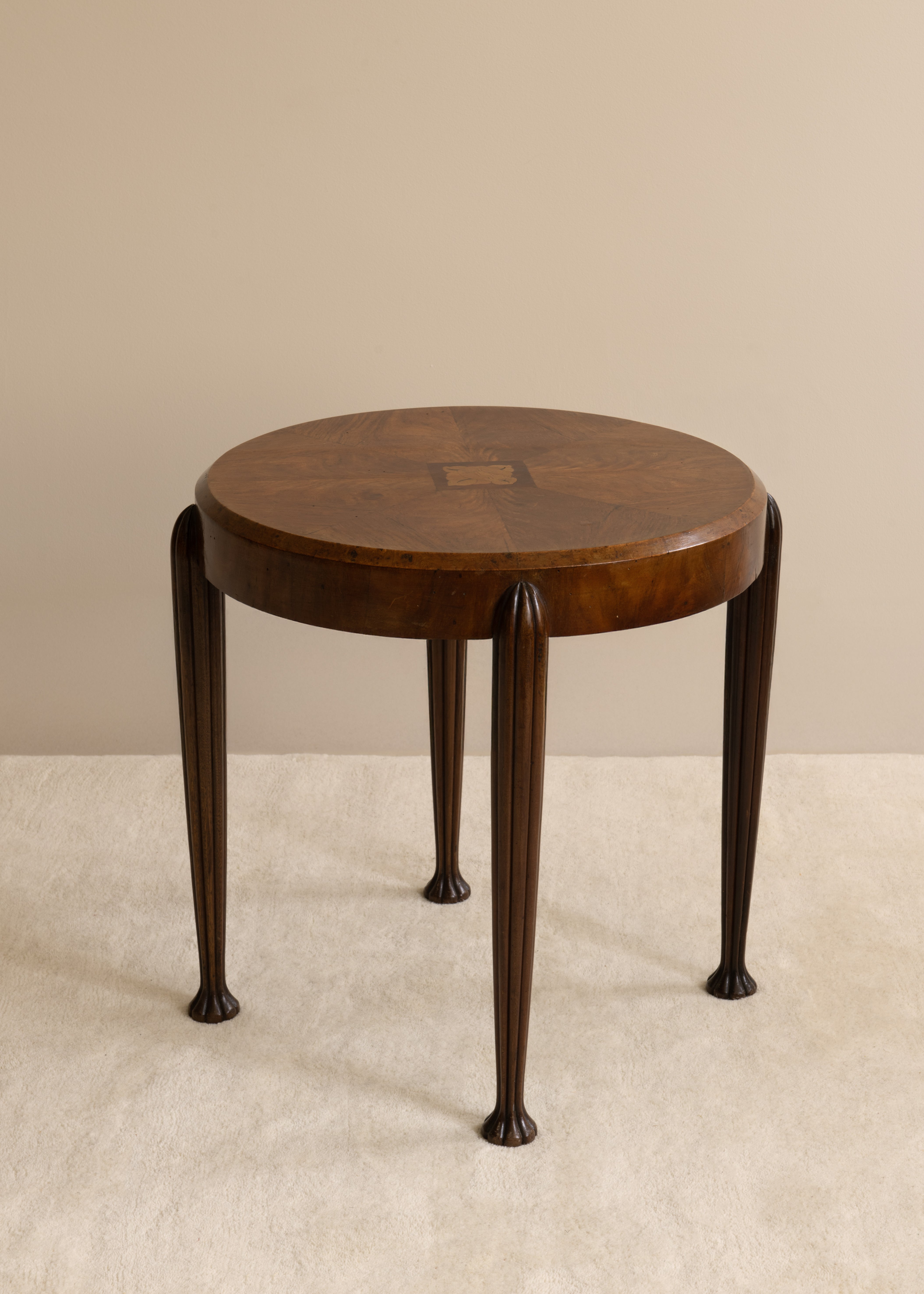 Art Deco Walnut Round Side Table