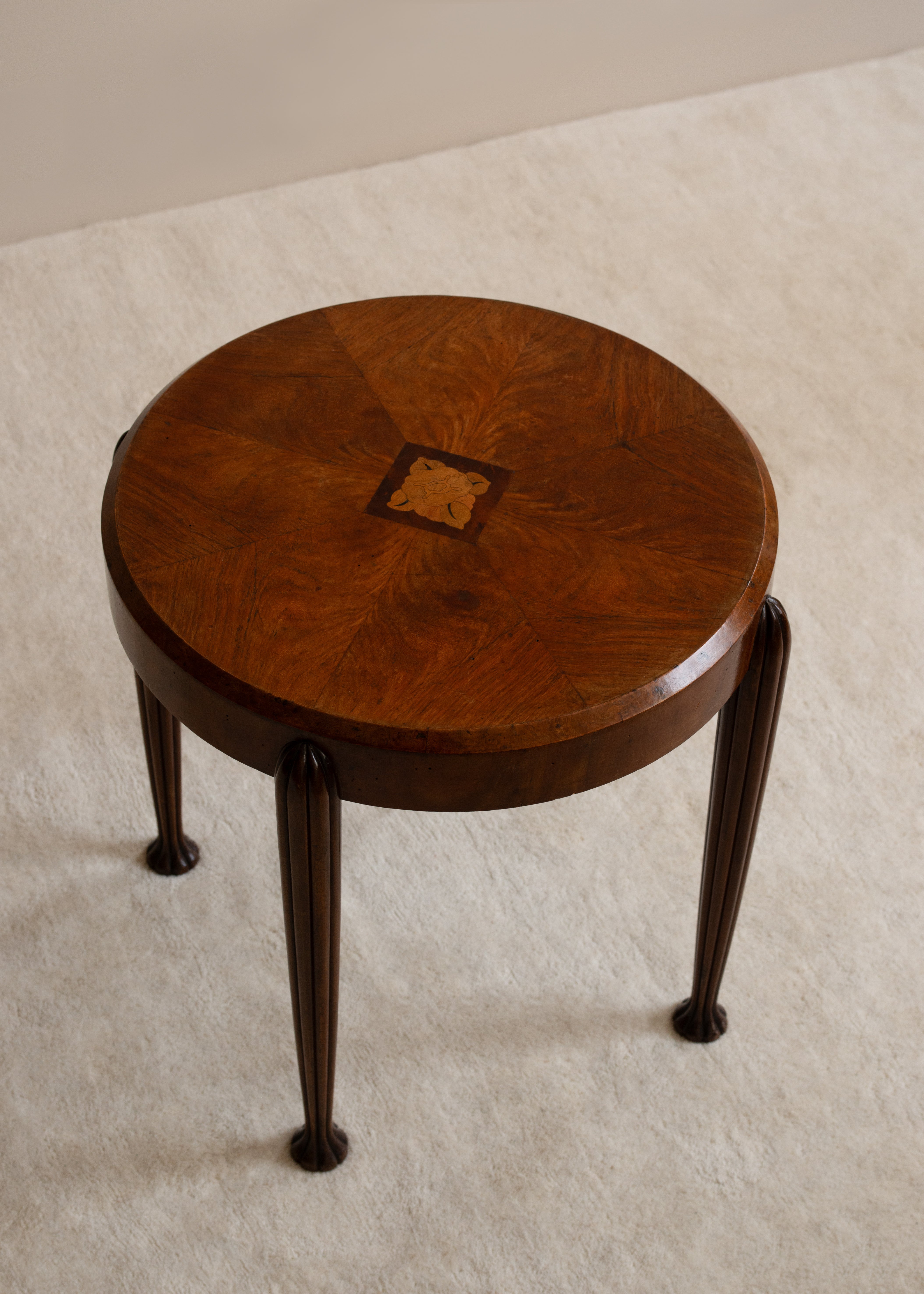 Art Deco Walnut Round Side Table