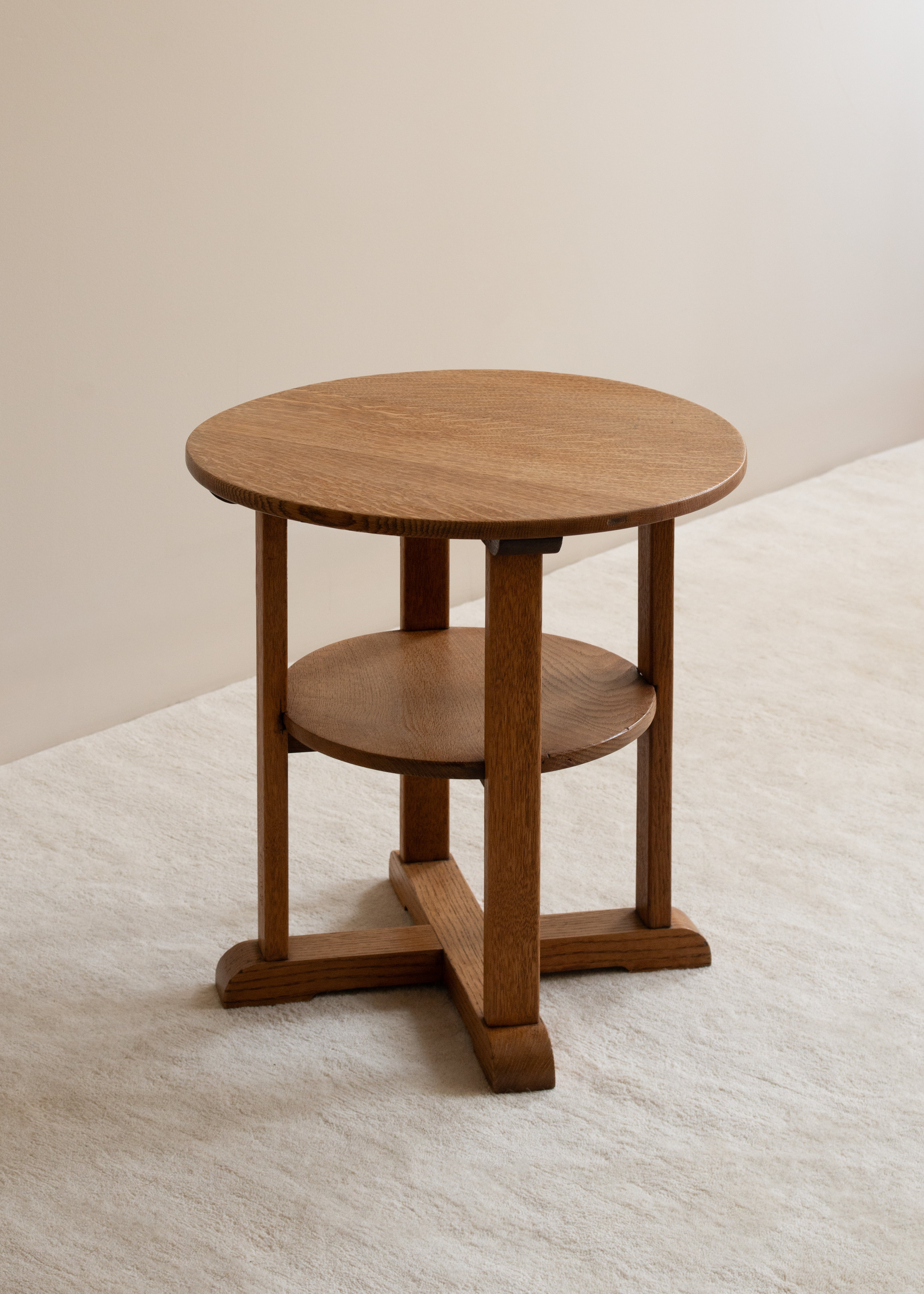 Two Tiered Oak Round Side Table