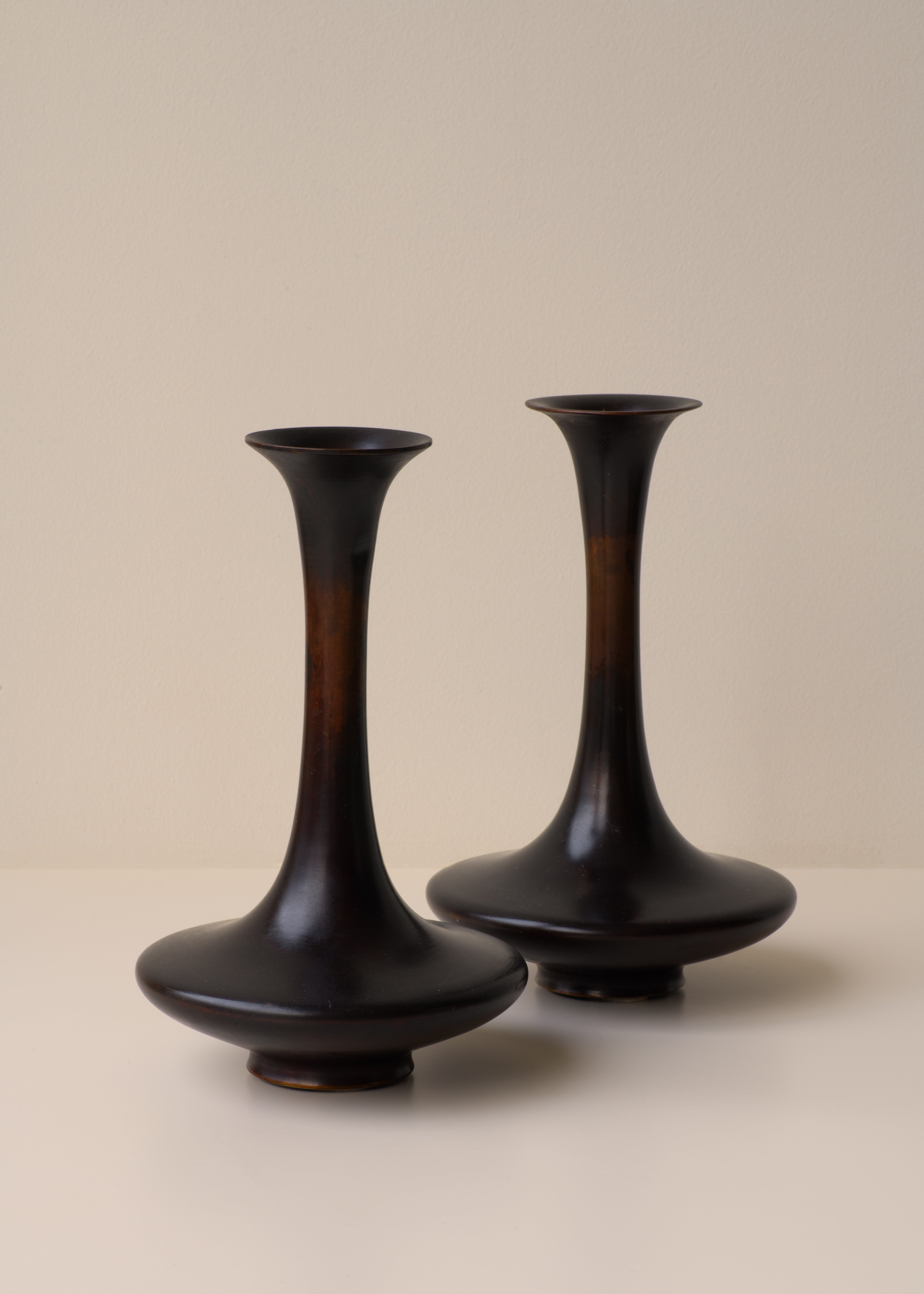 Pair of Bronze Vases